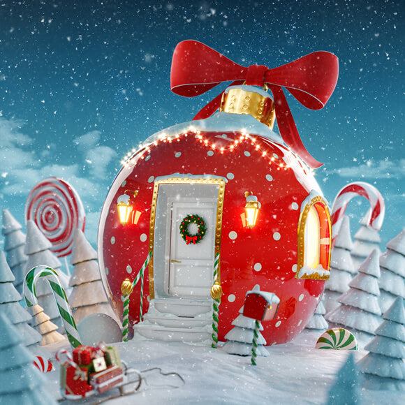 Christmas Candy Cup House Photography Backdrop UK M7-32