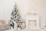 Decorated Christmas Tree Fireplace Wall Backdrop UK M7-39