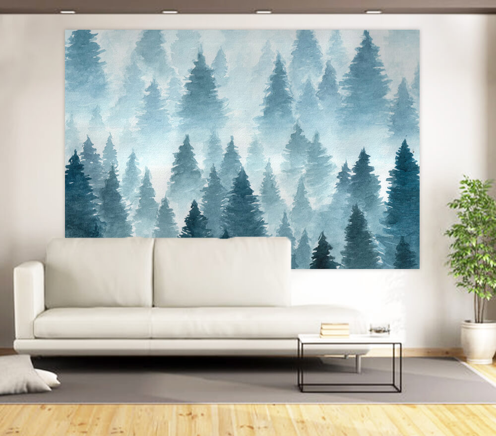 Watercolor Winter Forest Landscape Backdrop UK M7-42