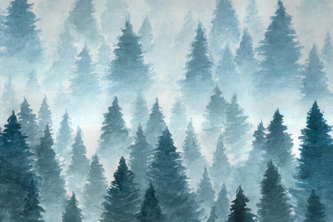 Watercolor Winter Forest Landscape Backdrop UK M7-42