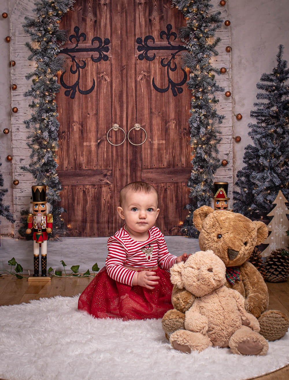 Christmas Tree Wood Door Wall Backdrop UK M7-46