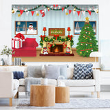 Christmas Decorated Living Room Cartoon Backdrop UK M7-49