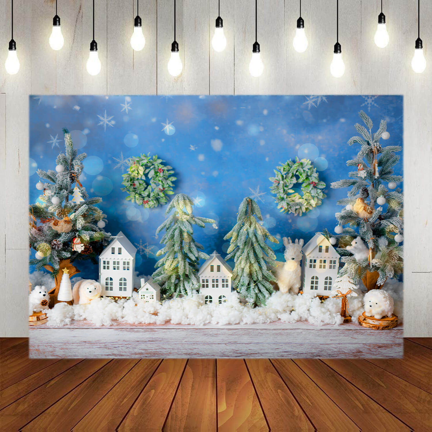 Christmas Trees Woodland Animals Backdrop UK M7-51