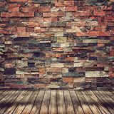Retro Brick Wall Wood Floor Photo Backdrop UK M7-77