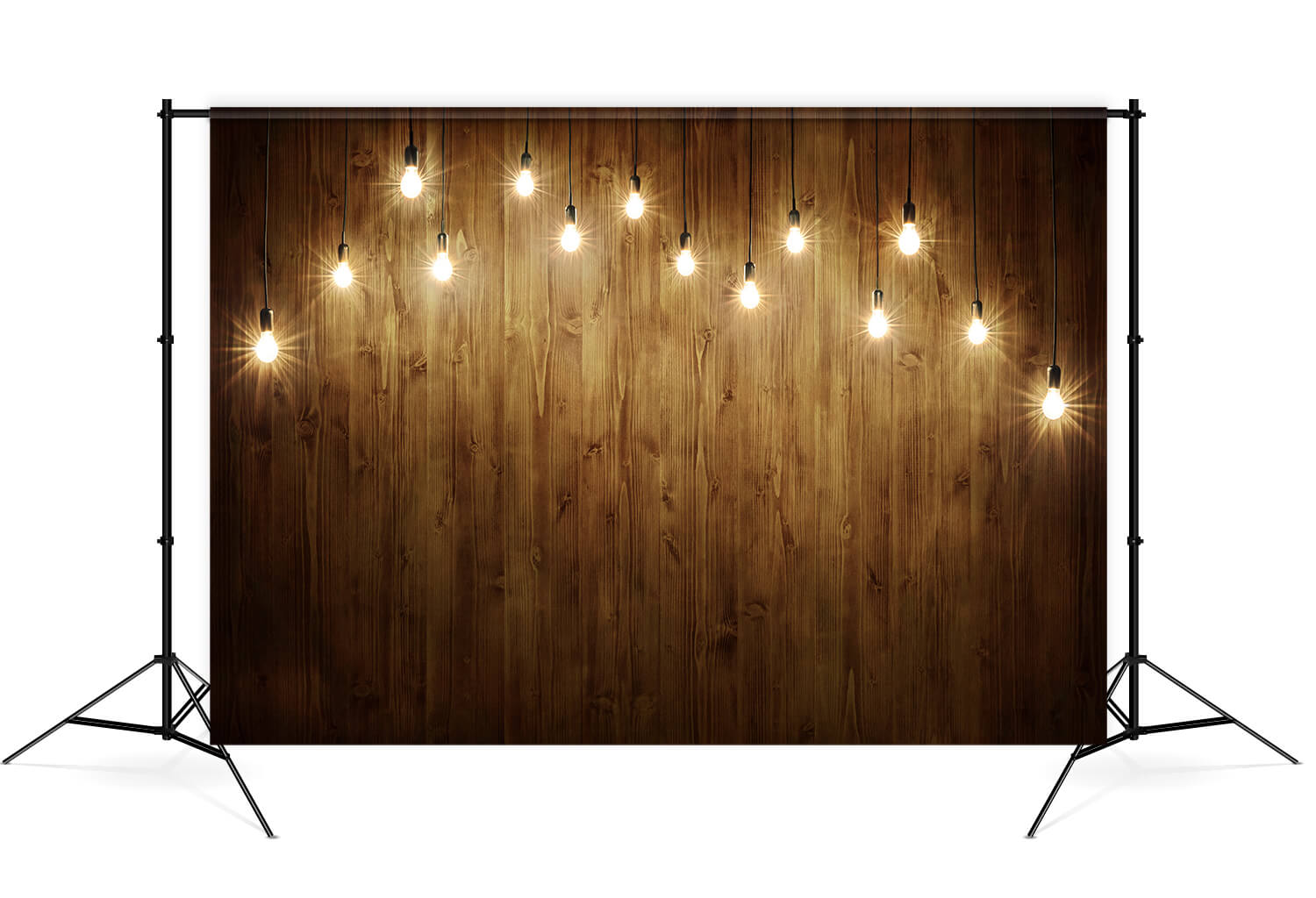 Rustic Wood Wall Backdrop with Light Bulbs UK M7-80