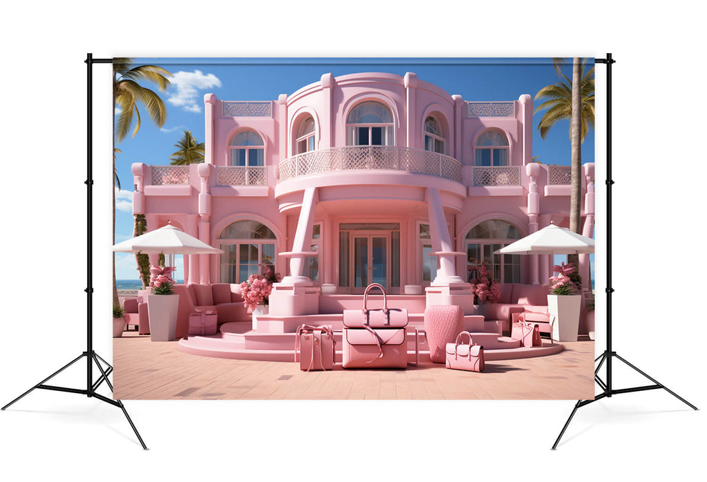 Fashion Doll Pink Fantasy House Backdrop UK M7-90