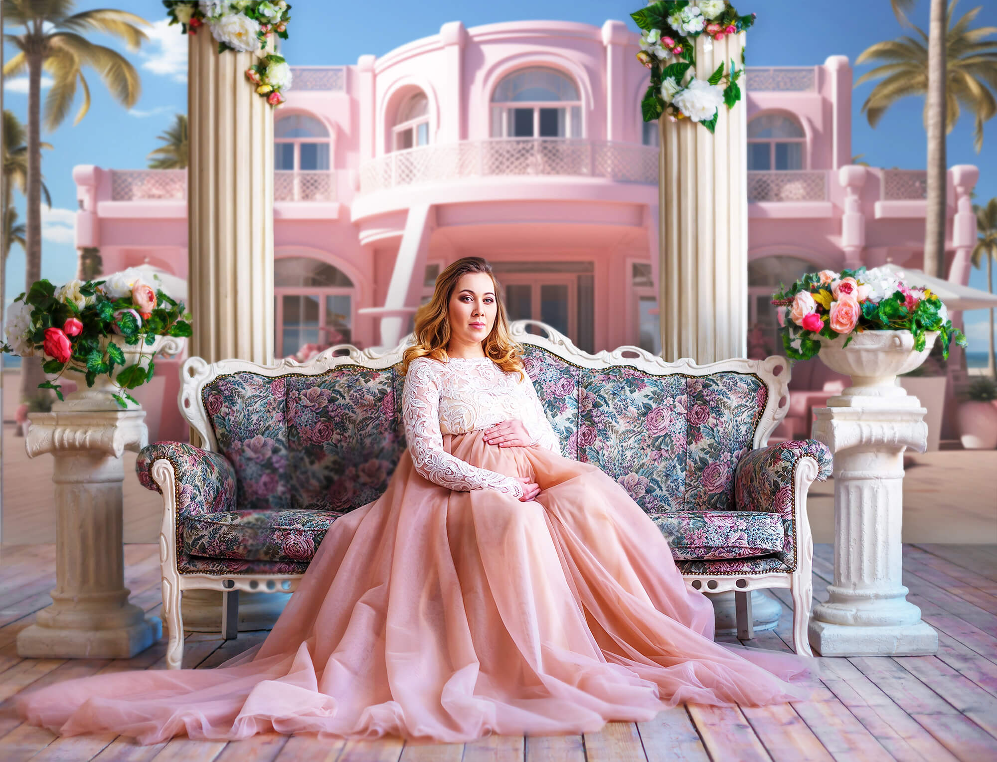 Fashion Doll Pink Fantasy House Backdrop UK M7-90