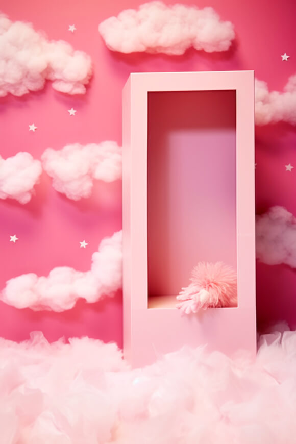 Pink Fantasy Doll Box Dreamy Clouds Backdrop UK M7-91