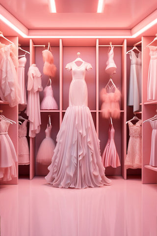 Fashion Doll Closet Pink Dress Backdrop UK M7-94