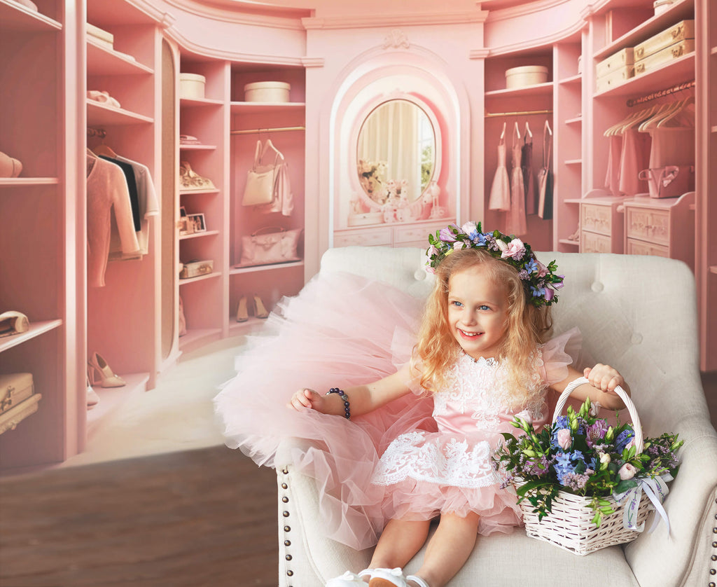 Fantasy Doll Pink Dreamy Closet Dress Backdrop UK M7-98