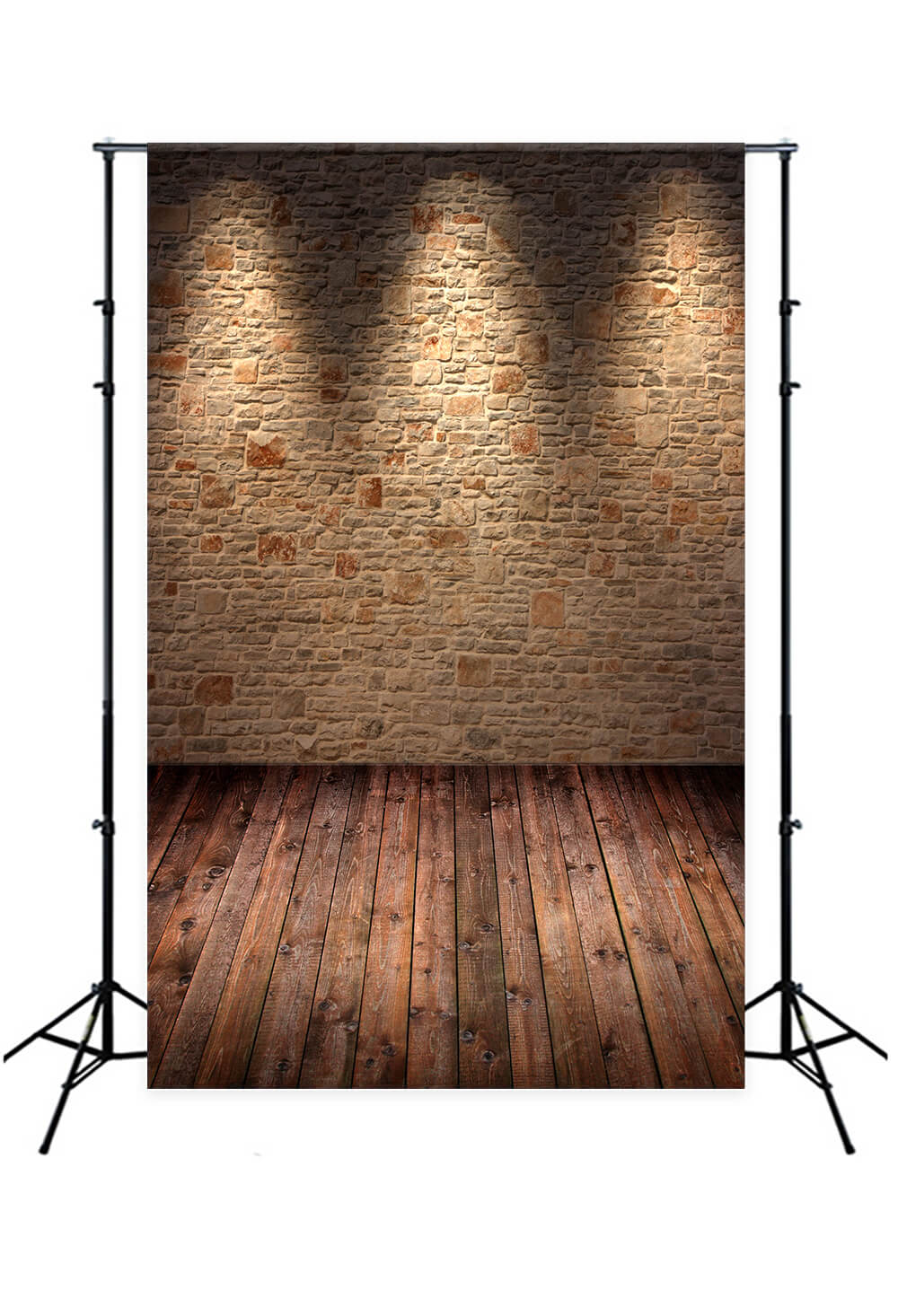 Retro Brick Wall Lights Wood Floor Backdrop UK M8-07