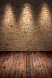 Retro Brick Wall Lights Wood Floor Backdrop UK M8-07