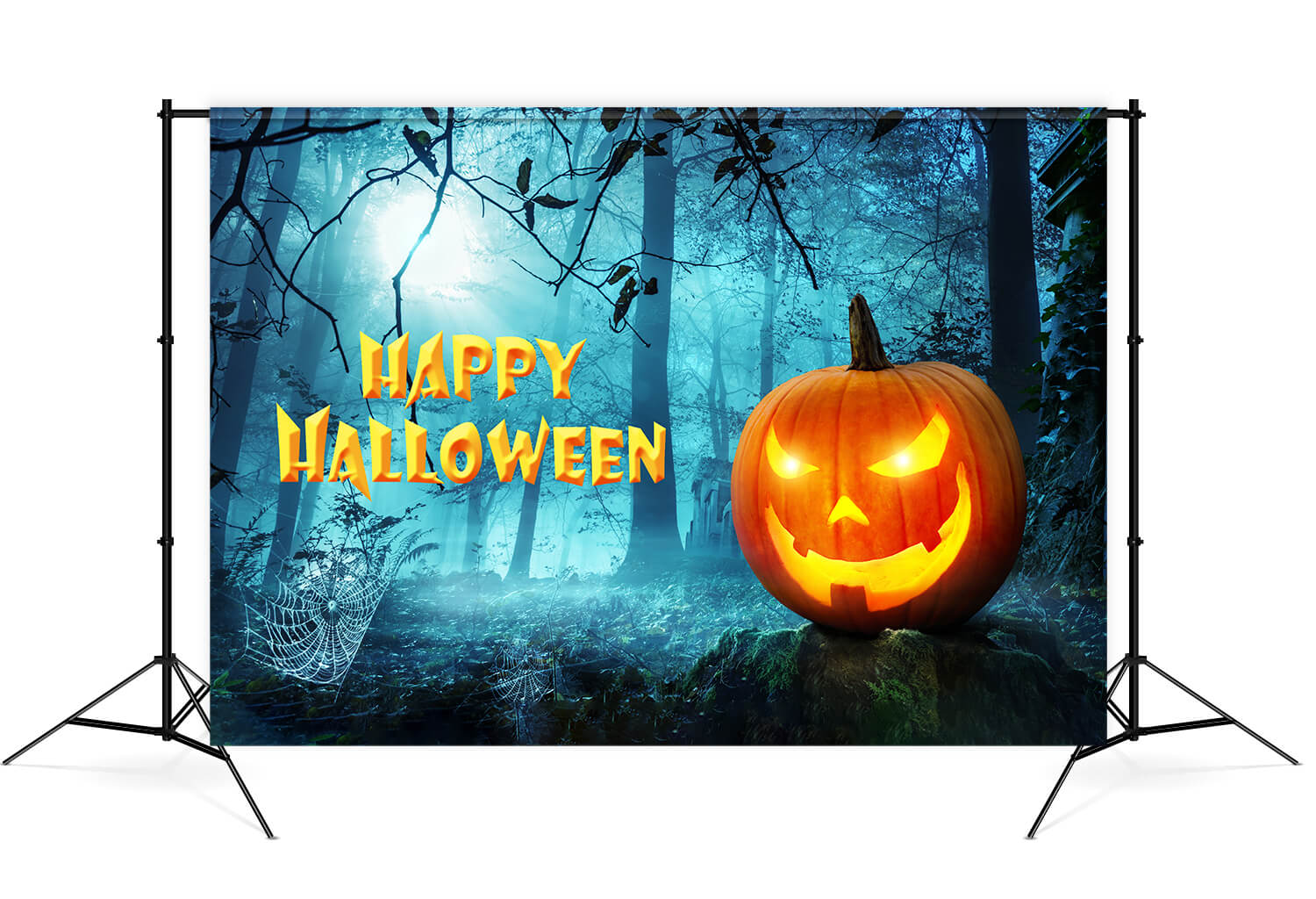 Halloween Pumpkin With Evil Grin Backdrop UK M8-13