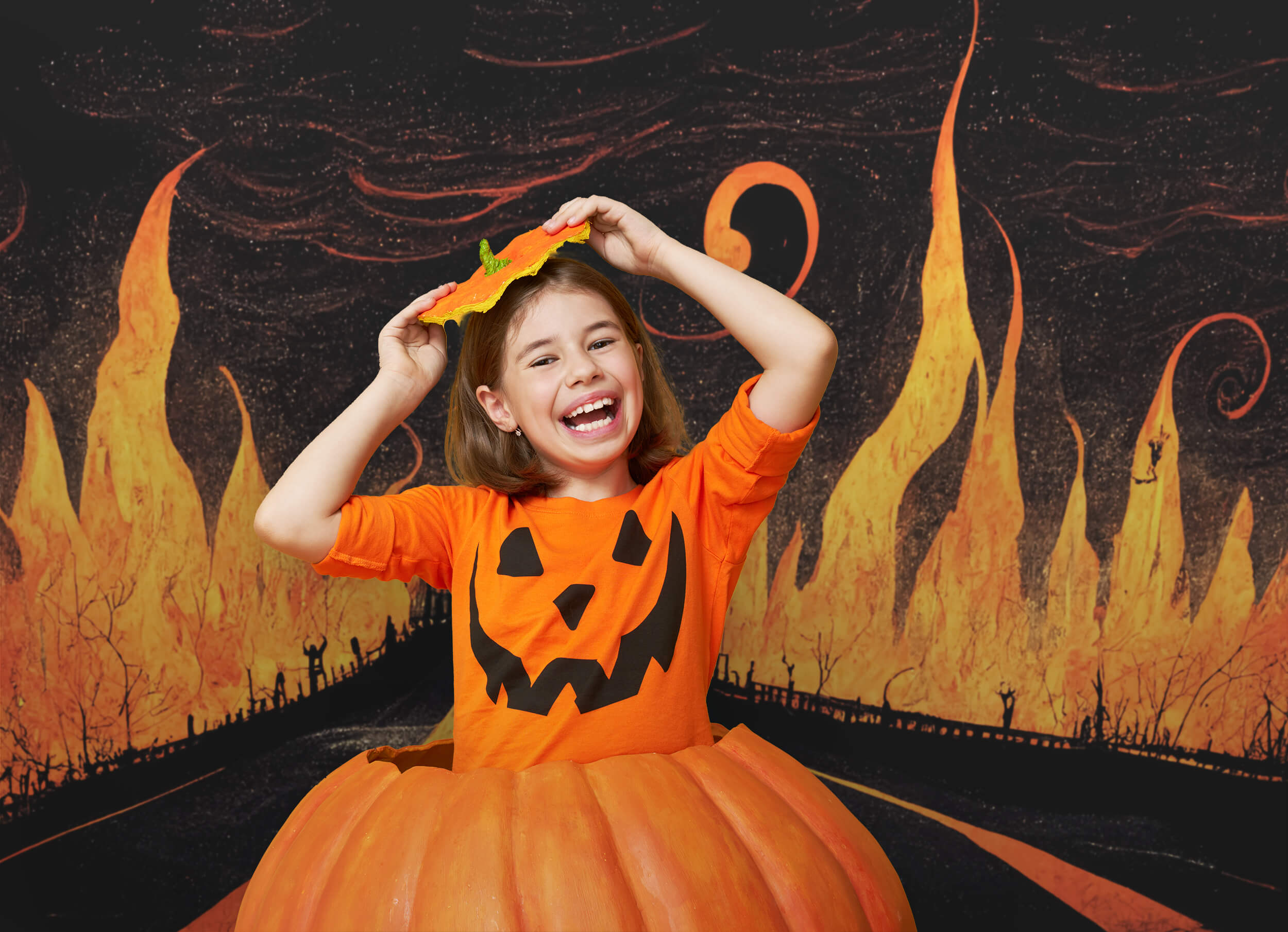 Highway to Hell Flames Halloween Backdrop UK M8-15