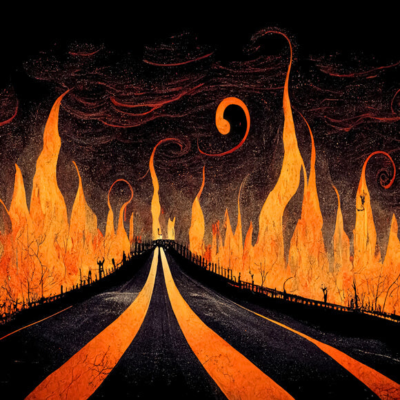 Highway to Hell Flames Halloween Backdrop UK M8-15