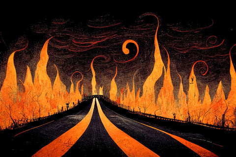 Highway to Hell Flames Halloween Backdrop UK M8-15