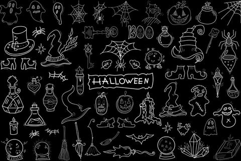 Halloween Doodle Hand Drawn Blackboard Backdrop UK M8-16