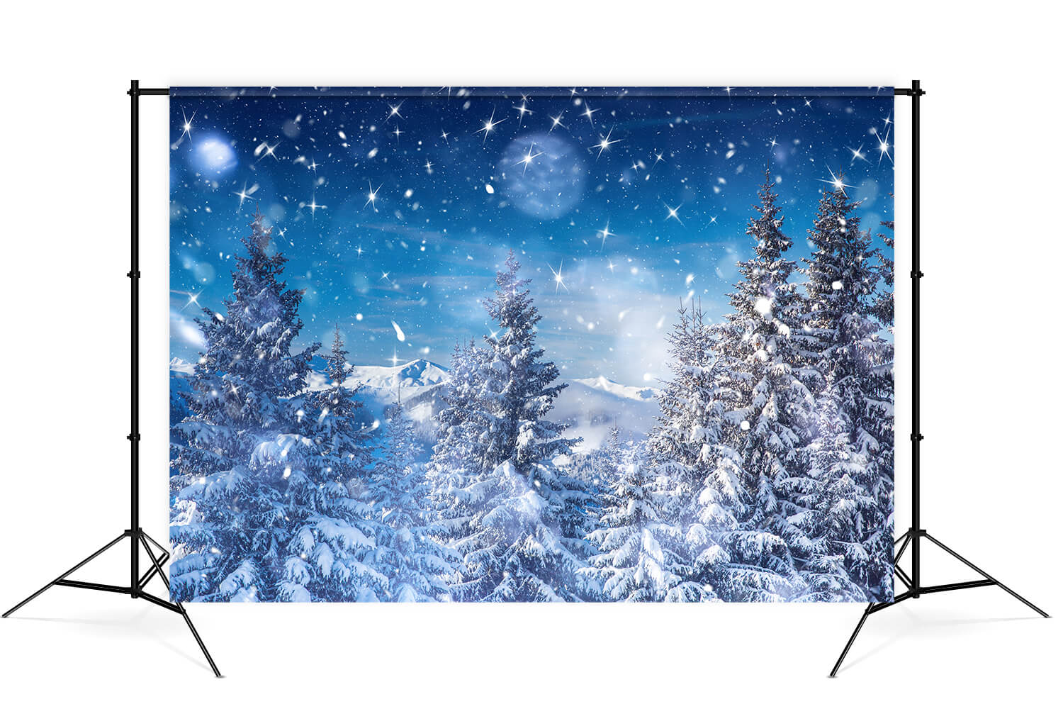 Starry Sky In Winter Snowy Night Backdrop UK M8-17