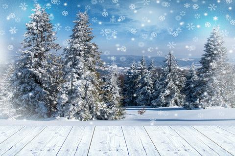 Winter Forest Snowflake Wonderland Backdrop UK M8-18
