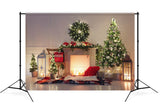 Beautiful Fireplace Fir Decor Christmas Backdrop UK M8-20