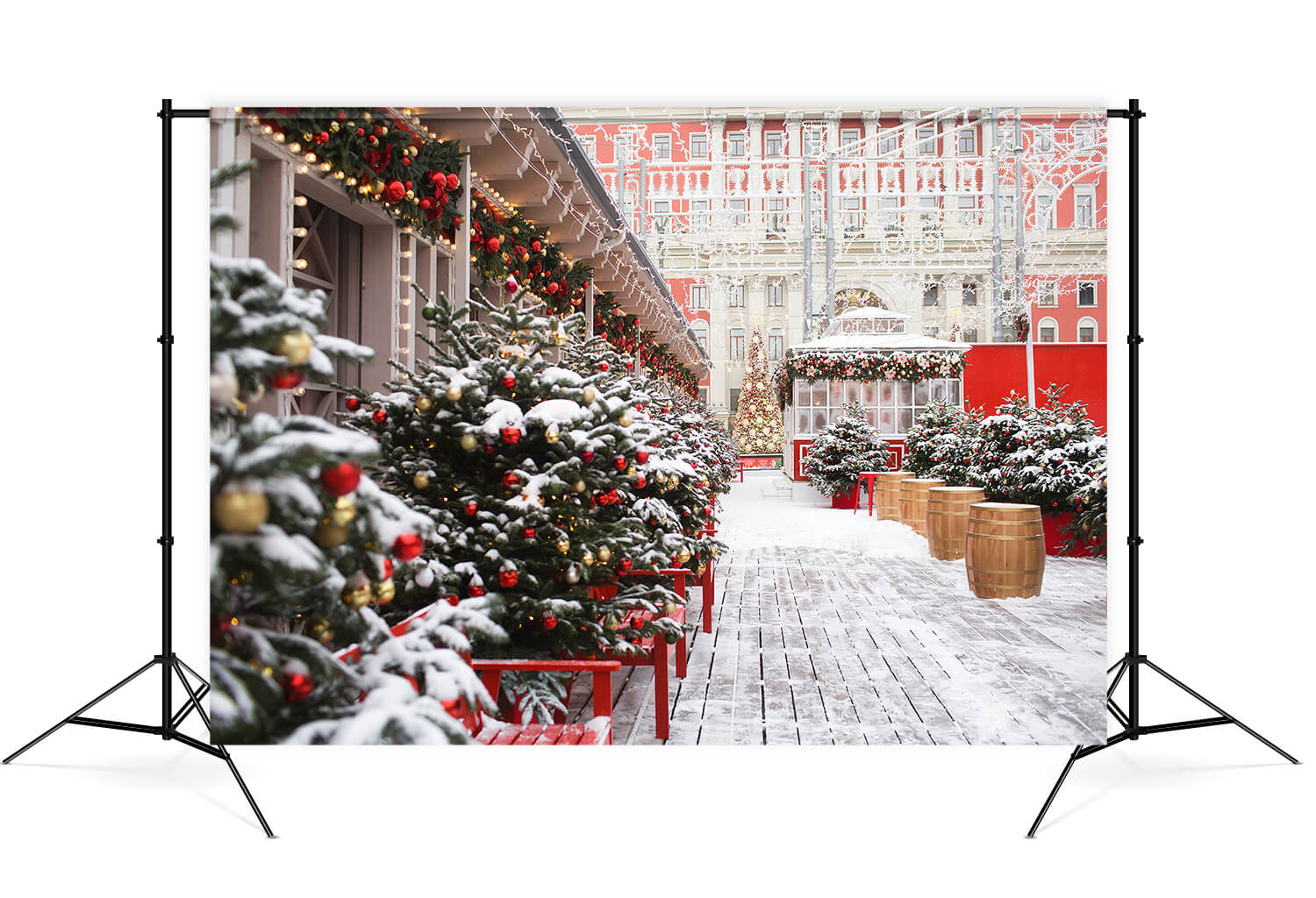 Christmas New Year Snowy Street Backdrop UK M8-24