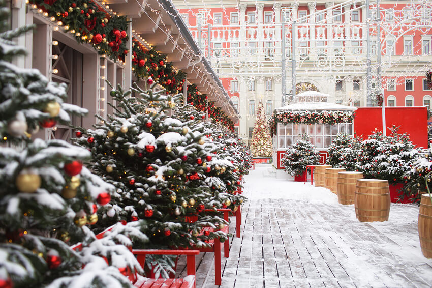 Christmas New Year Snowy Street Backdrop UK M8-24