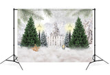Christmas Snow Forest Lights Photography Backdrop UK M8-27