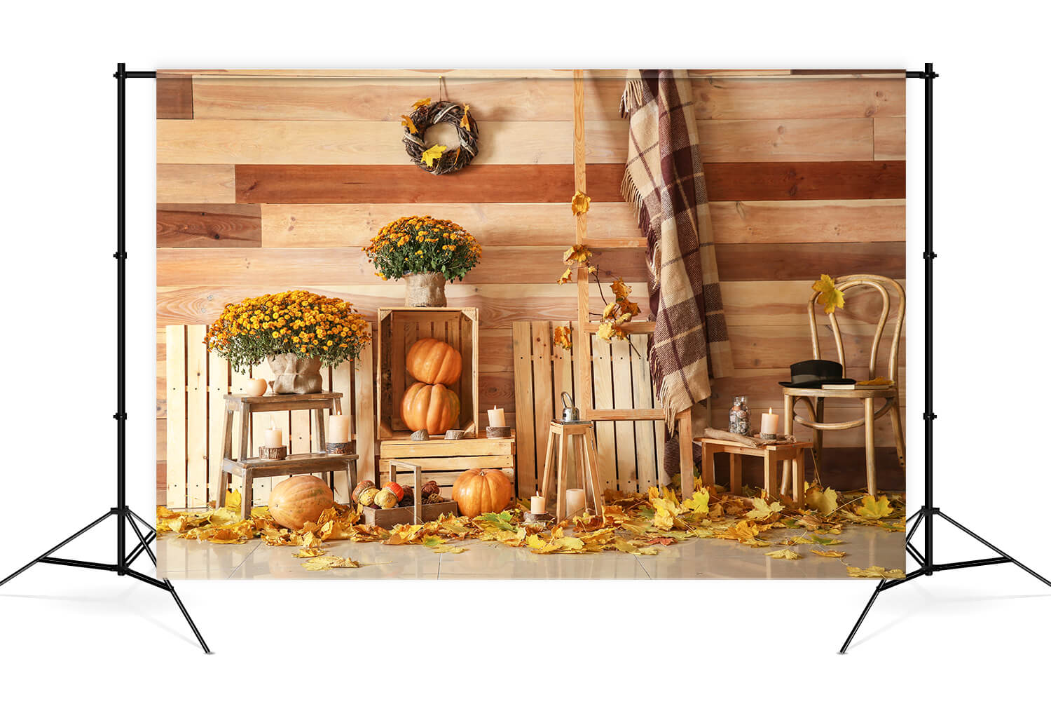 Autumn Harvest Pumpkins Photography Backdrop UK M8-32