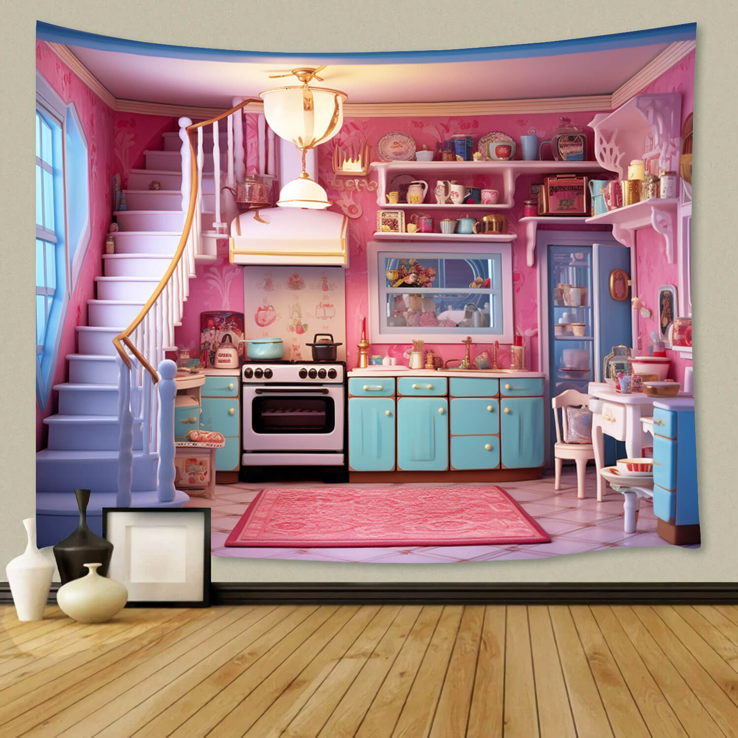 Pink Doll Kitchen Backdrop for Photography UK M8-36