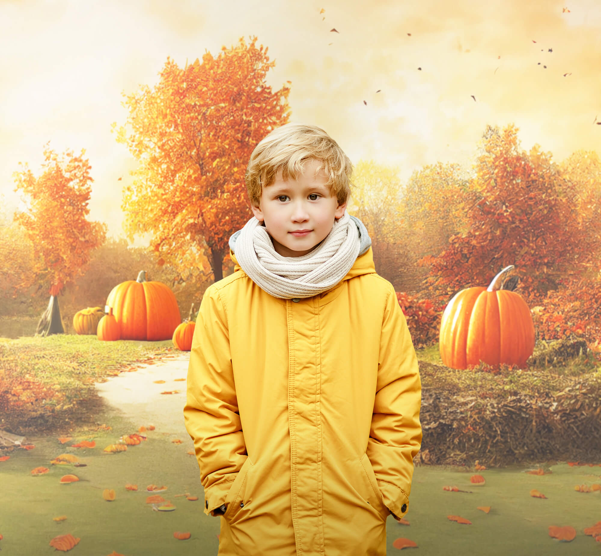 Autumn Scenery Pumpkins Photography Backdrop UK M8-46