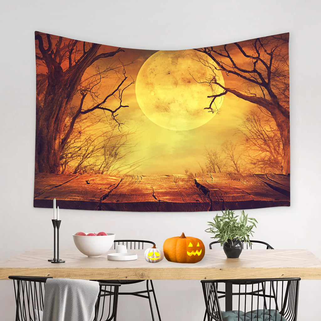 Halloween Brown Moon Scary Scenery Backdrop UK M8-47