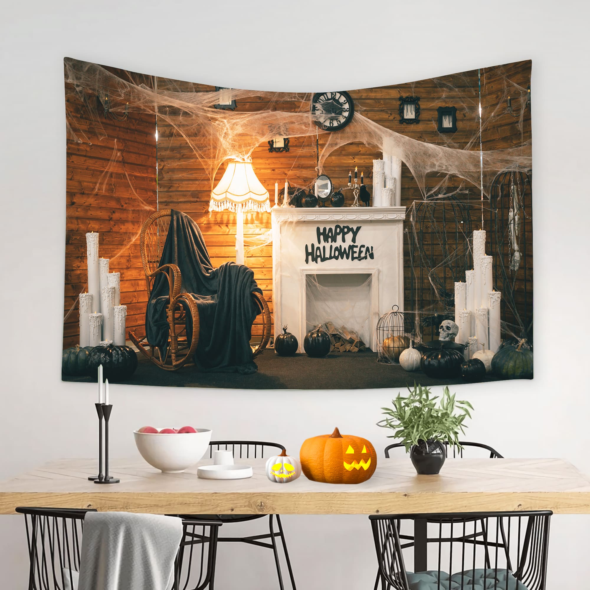 Halloween Scary Room Spider Web Backdrop UK M8-49