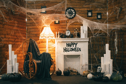 Halloween Scary Room Spider Web Backdrop UK M8-49