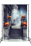 Mysterious Forest Castle Stairs Pumpkin Backdrop UK M8-59