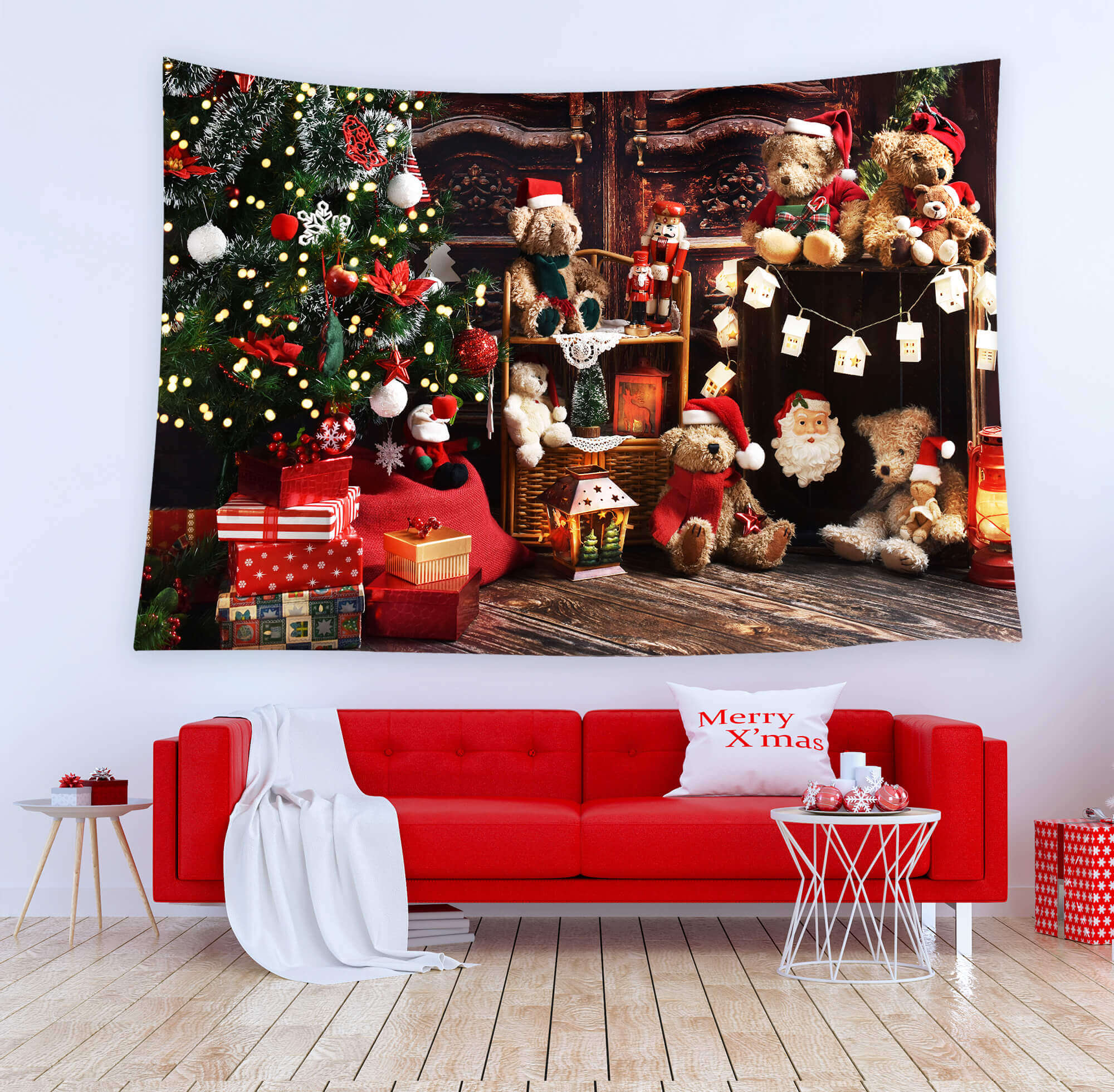 Christmas Tree Teddy Bears Decoration Backdrop UK M8-61