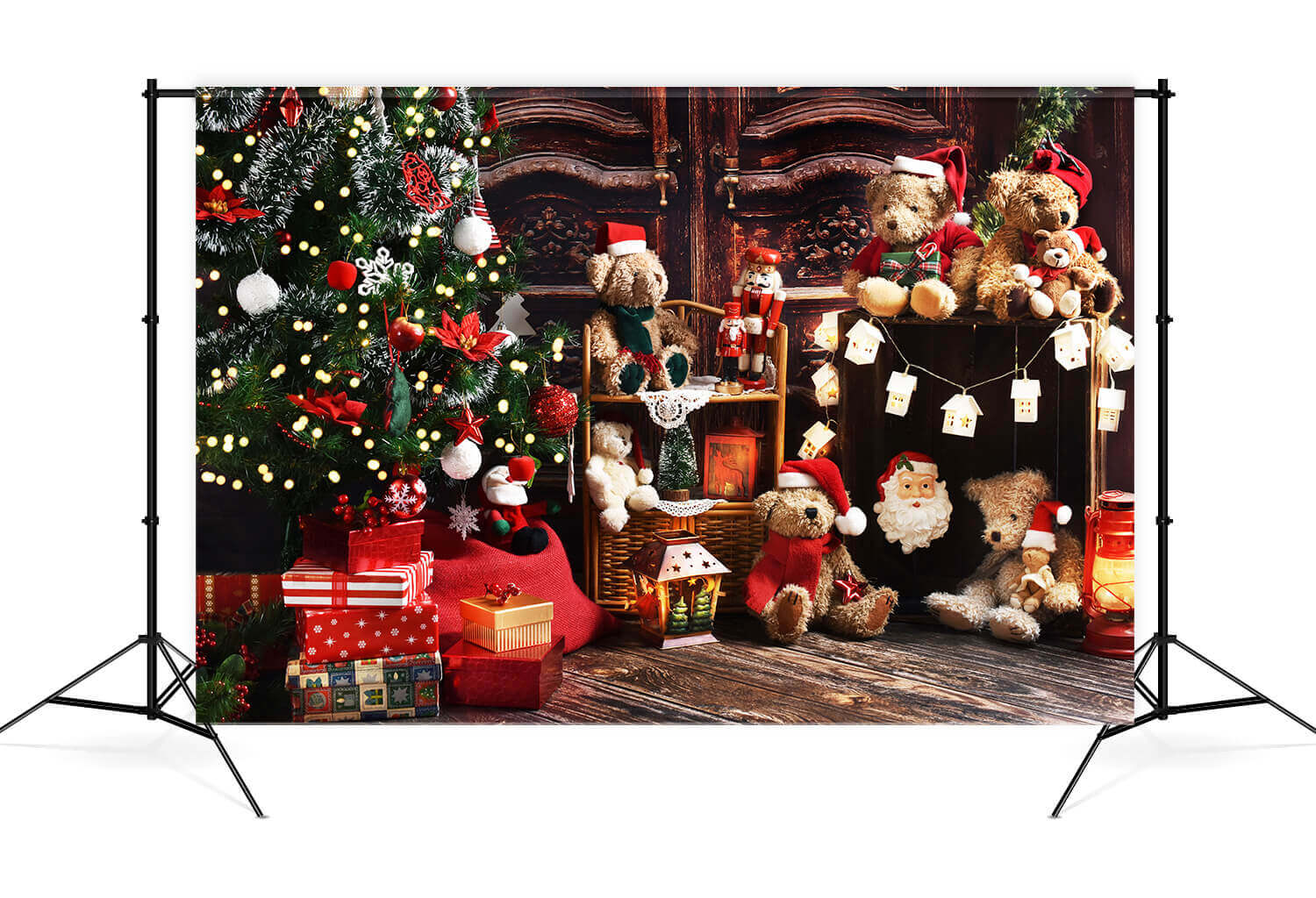 Christmas Tree Teddy Bears Decoration Backdrop UK M8-61