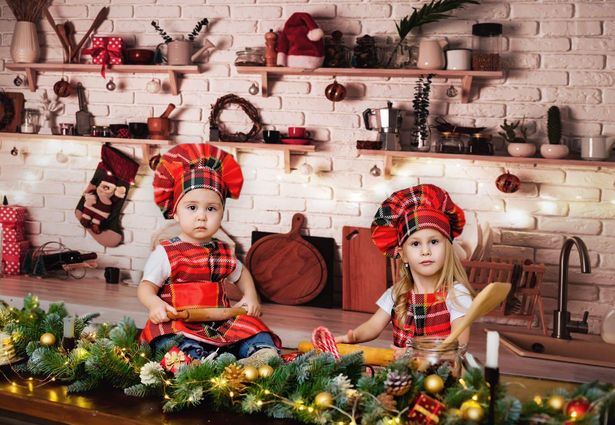 Christmas Kitchen Studio Photography Backdrop UK M8-62