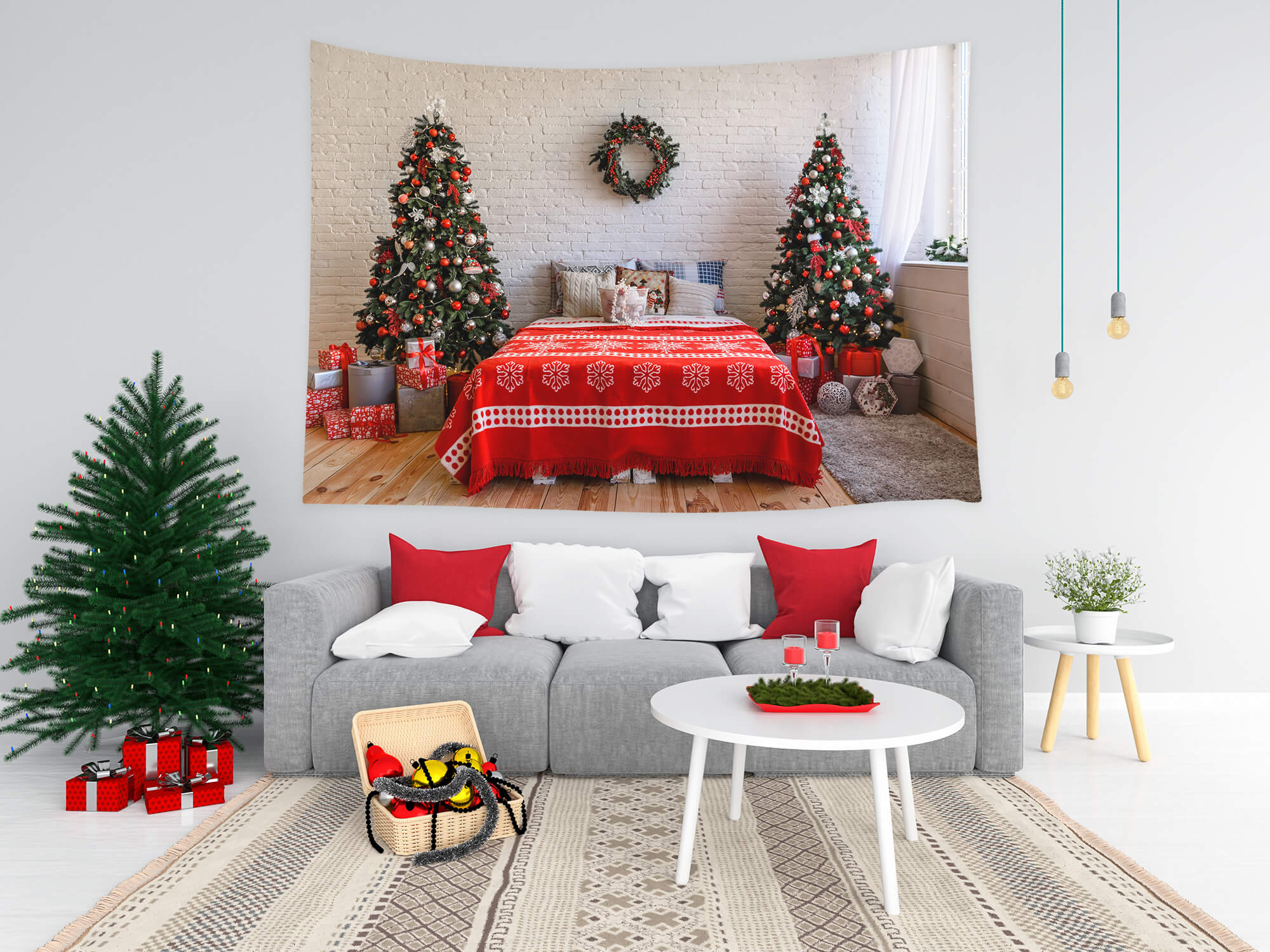 Christmas Decorated Room Interior Backdrop UK M8-63