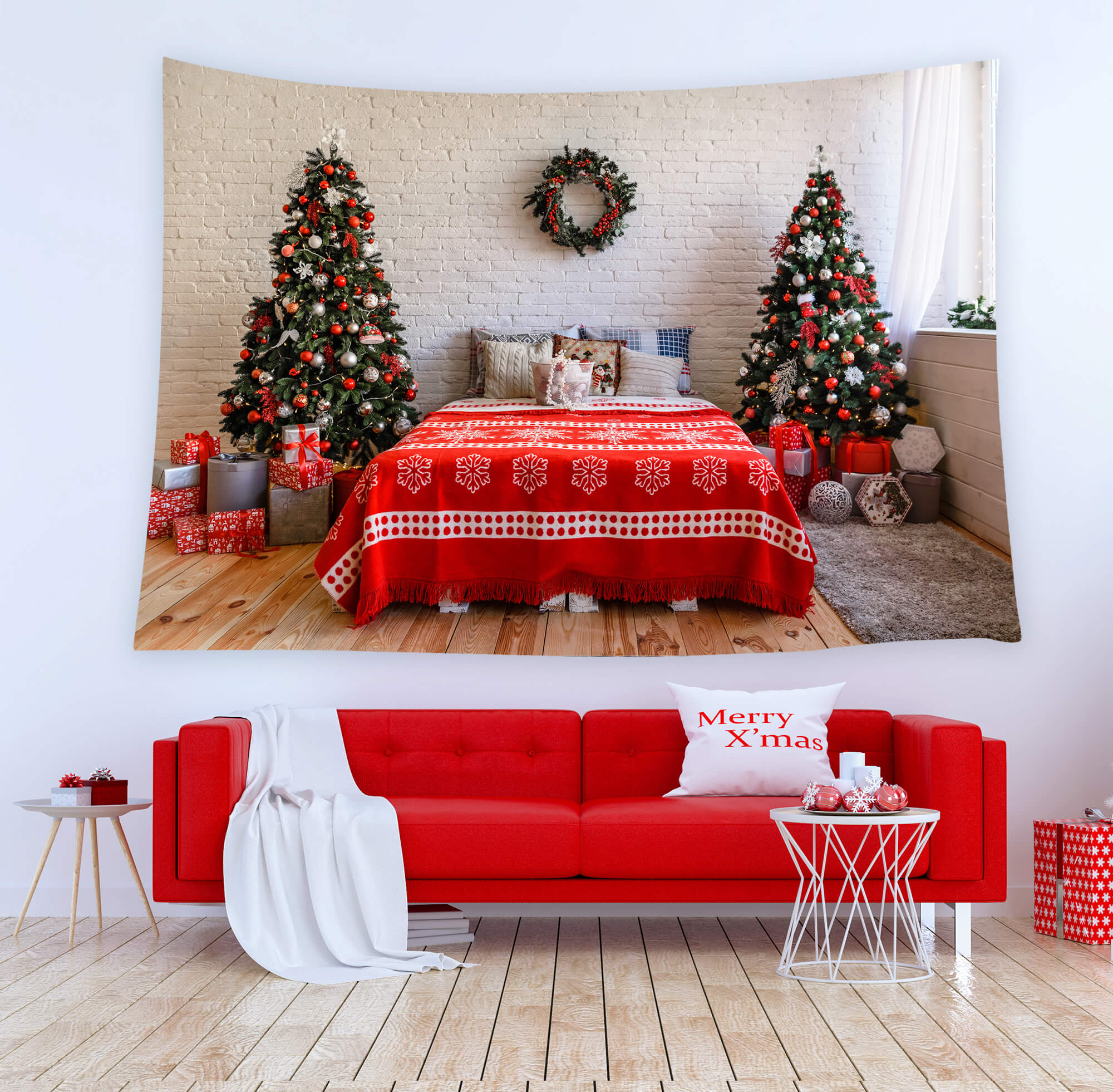 Christmas Decorated Room Interior Backdrop UK M8-63