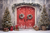 Christmas Decoration Red Door Backdrop UK M8-65