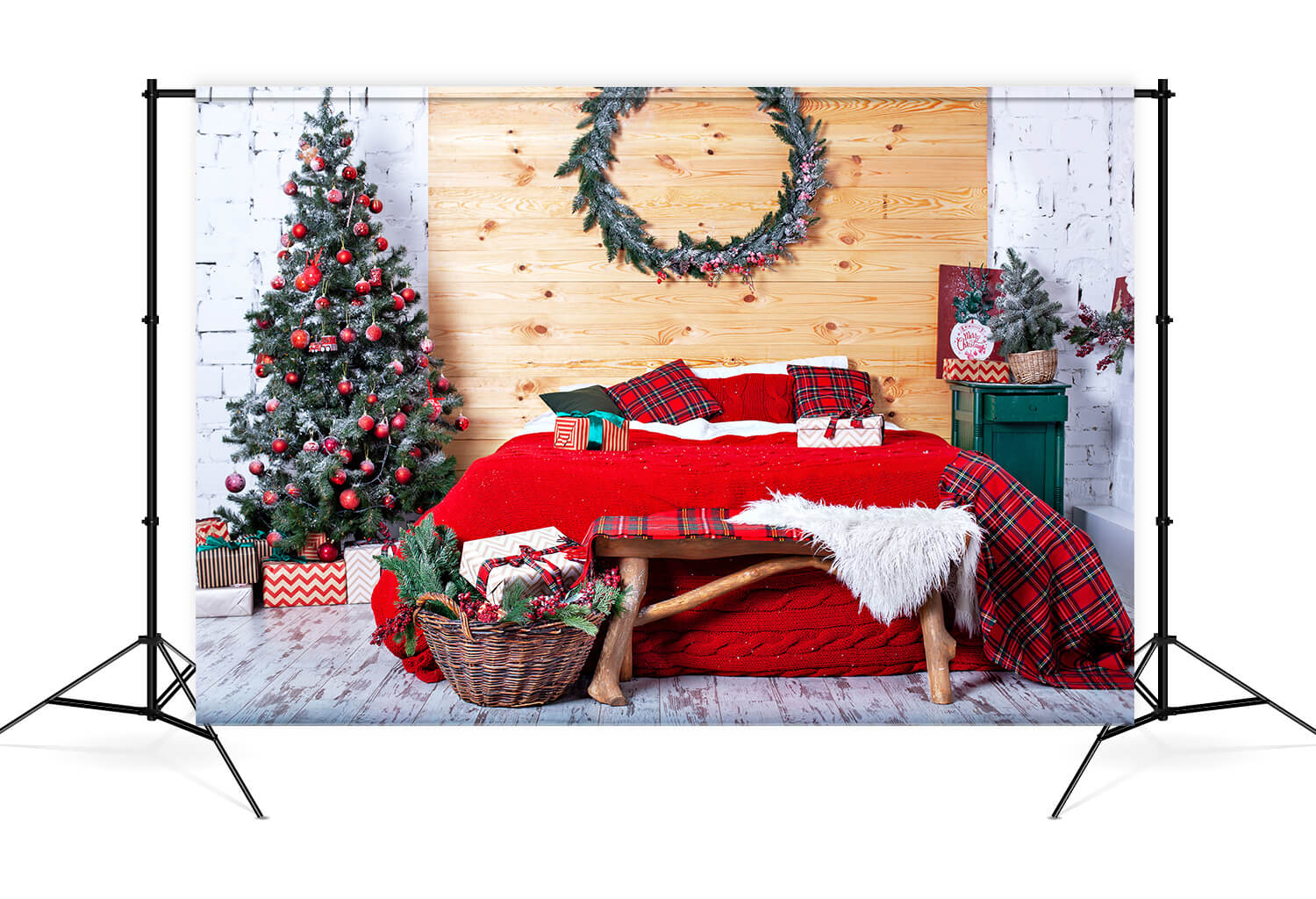 Interior Bedroom Christmas Decoration Backdrop UK M8-67