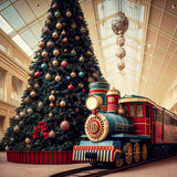 Big Christmas Tree Little Train Backdrop UK M8-68