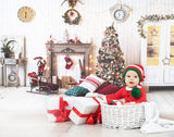 Christmas Decorated Living Room Backdrop UK M8-70