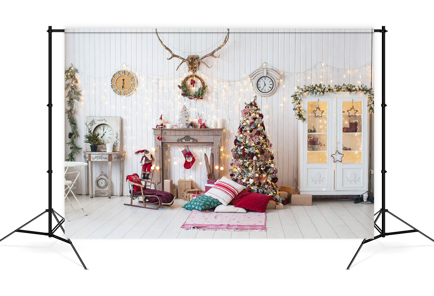 Christmas Decorated Living Room Backdrop UK M8-70