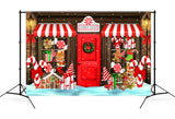 Christmas Candy Shop Snow Photography Backdrop UK M8-78