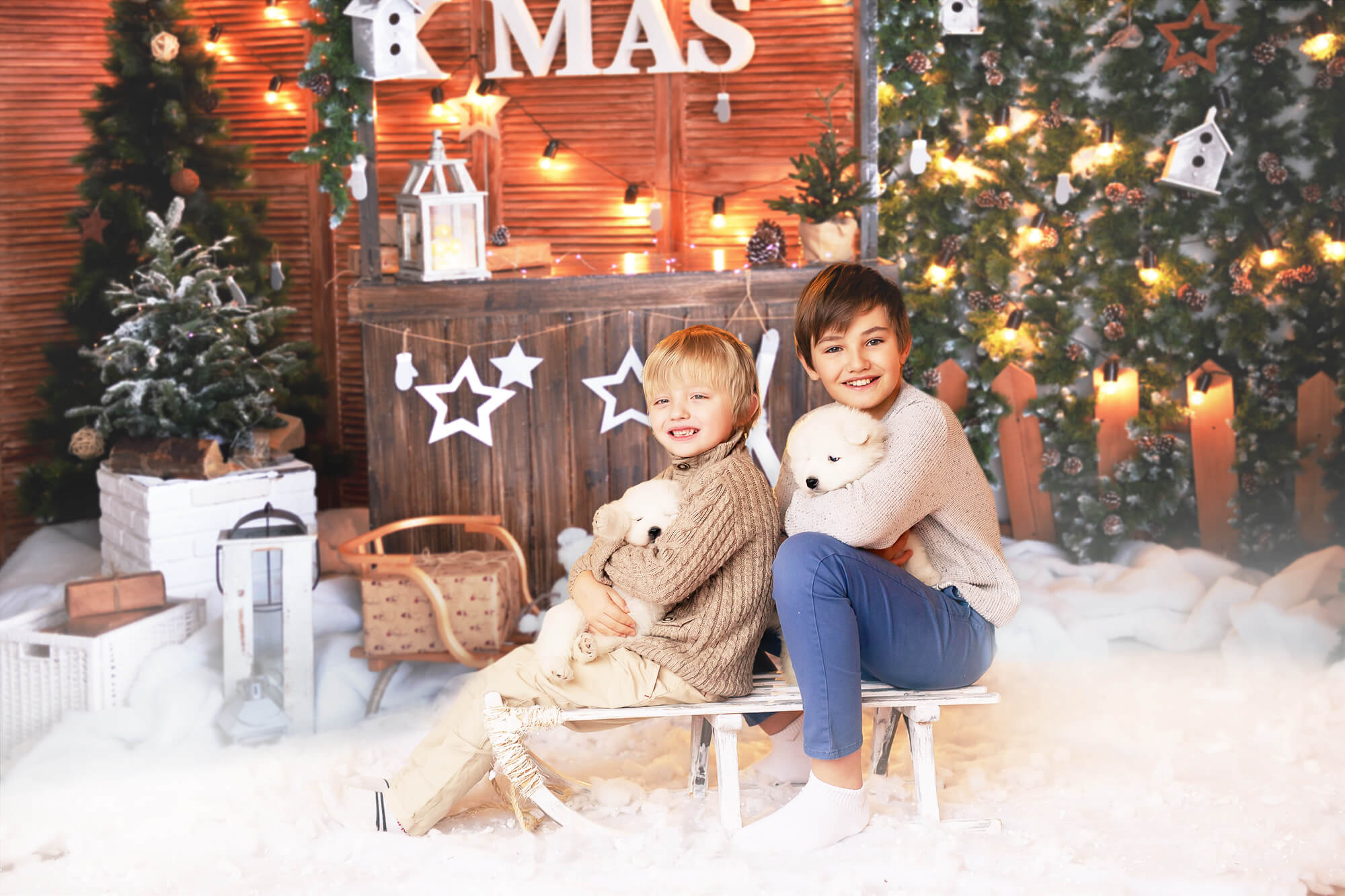 Christmas Shop Winter Snow Photography Backdrop UK M9-06