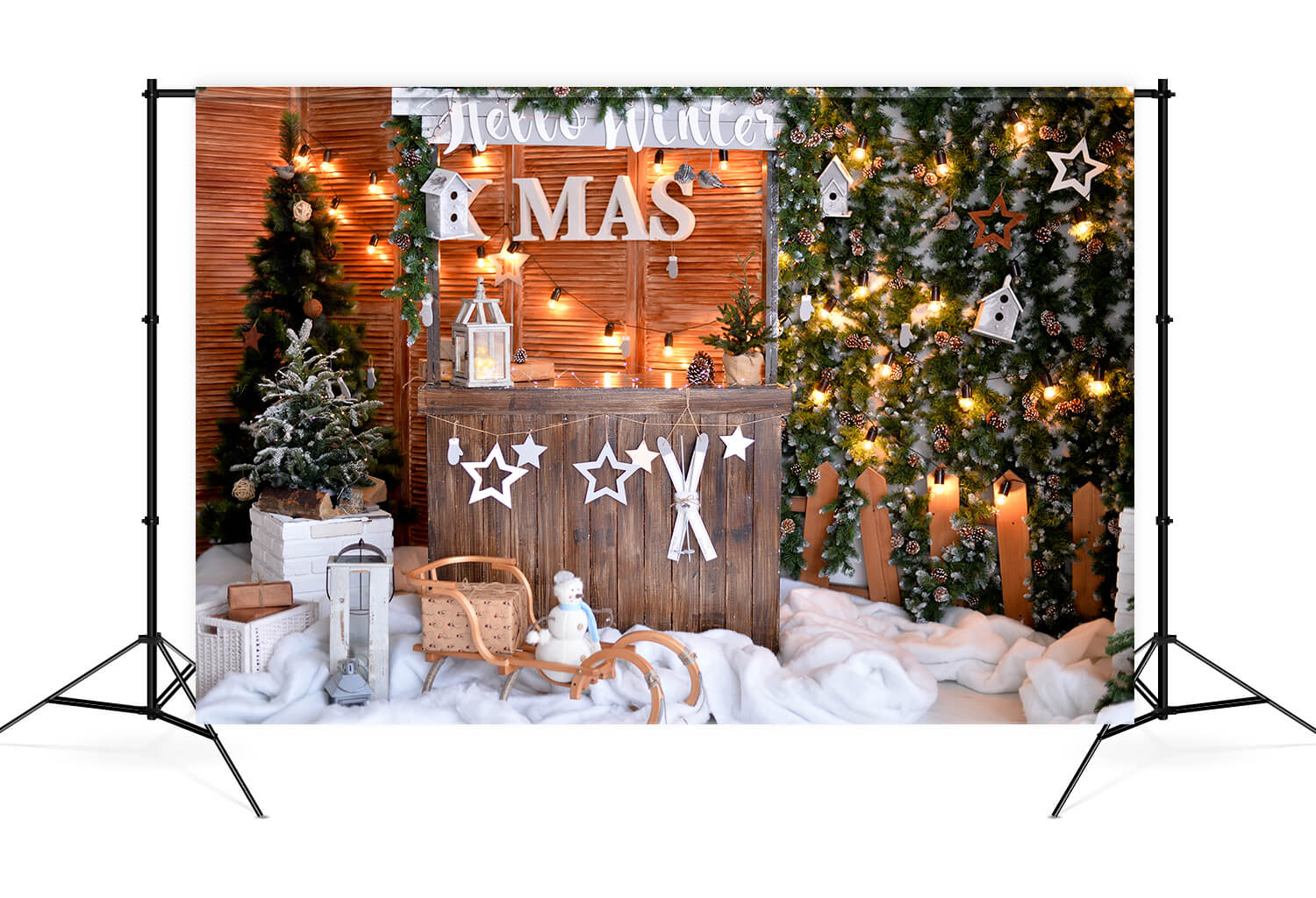 Christmas Shop Winter Snow Photography Backdrop UK M9-06