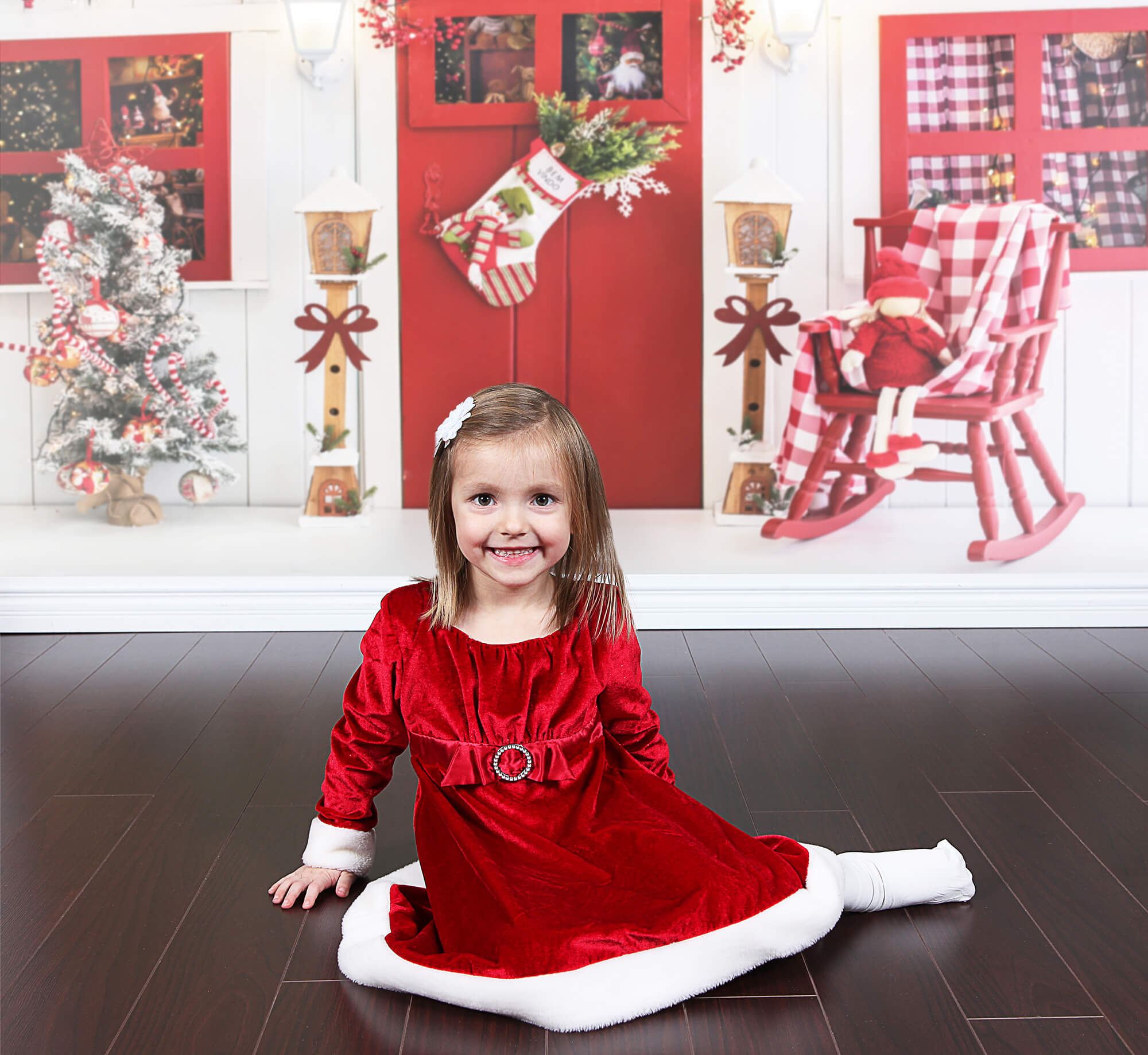 Christmas Decorated Door Backdrop for Photography UK M9-07