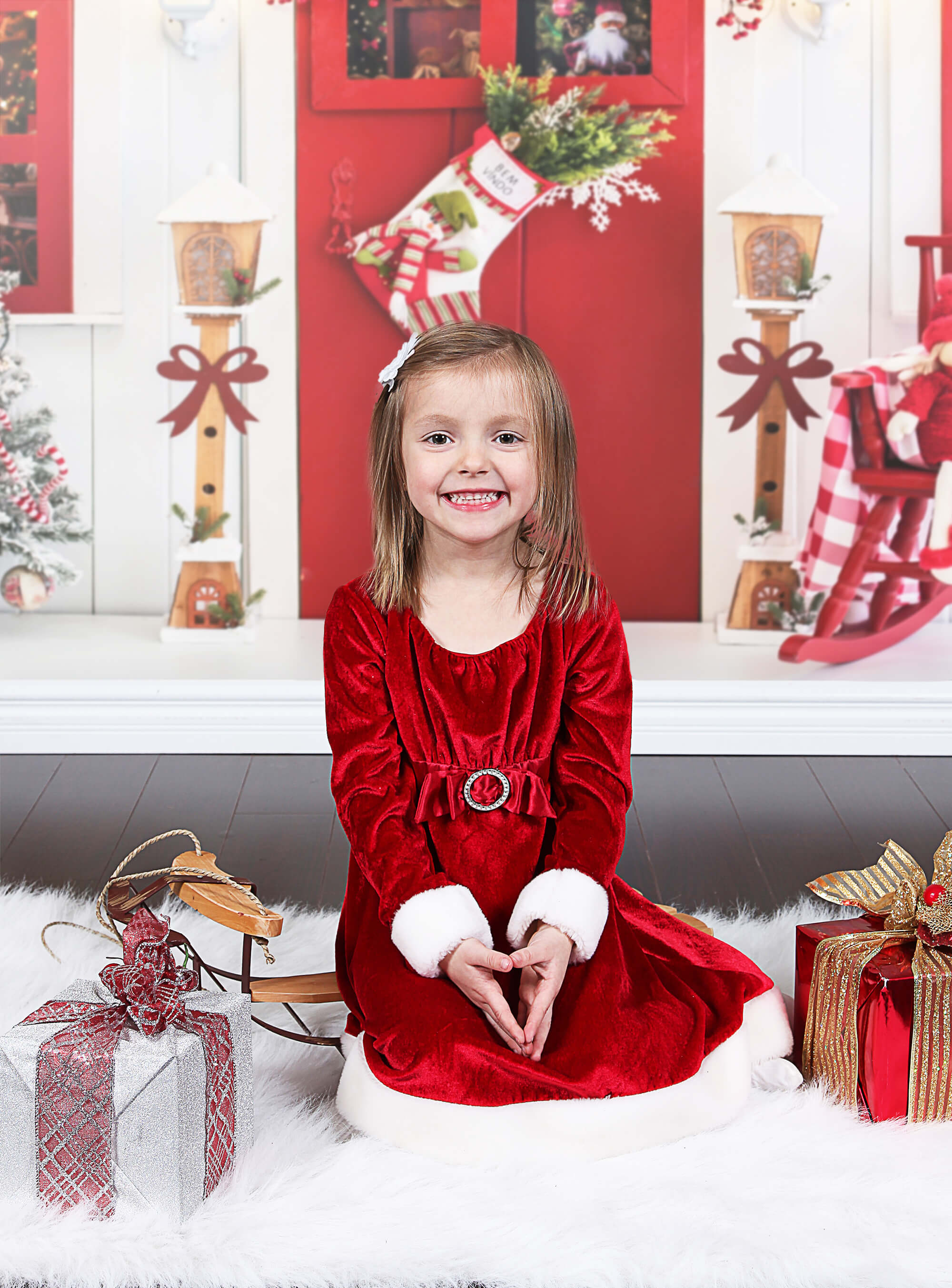 Christmas Decorated Door Backdrop for Photography UK M9-07