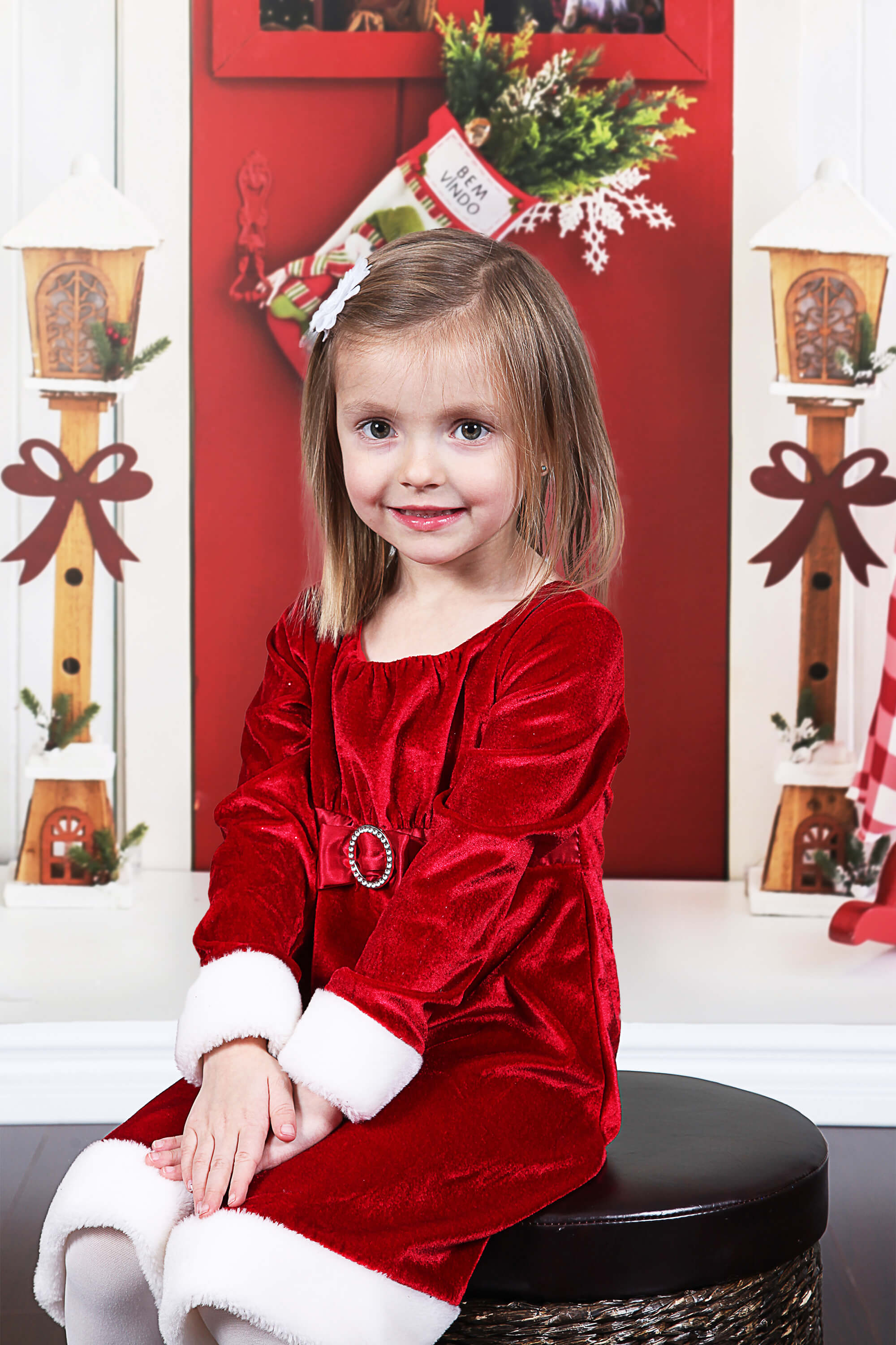 Christmas Decorated Door Backdrop for Photography UK M9-07